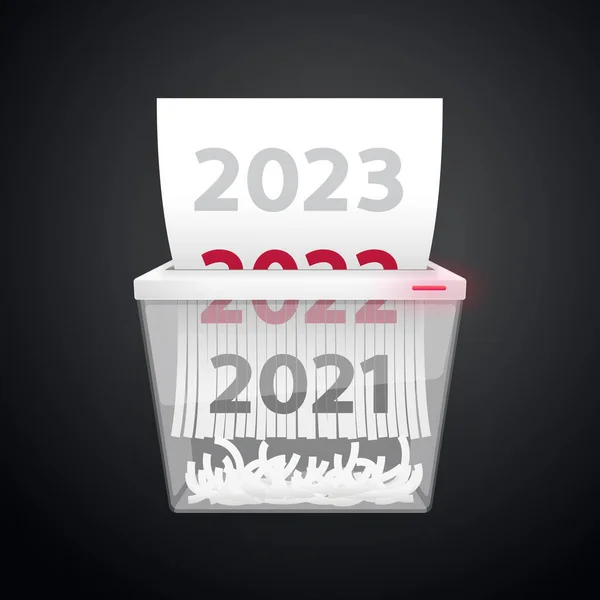 Documents 2021 2022 2023 Cut Shredder Dark Background Clipping Paths — Stock Vector