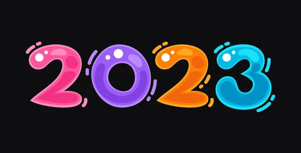Cartoon Style Doodle 2023 Kids Design New Year Vector Illustration — Stock Vector