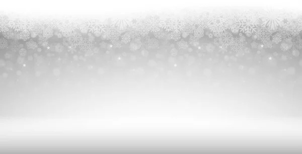 Горизонтальный Белый Фон Снегопадом Векторный Клип Рождественского Дизайна — стоковый вектор