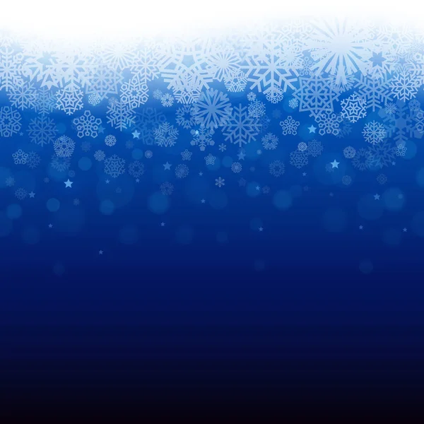美丽的冬季无缝隙水平图案 蓝色背景上降雪 矢量剪贴画 — 图库矢量图片