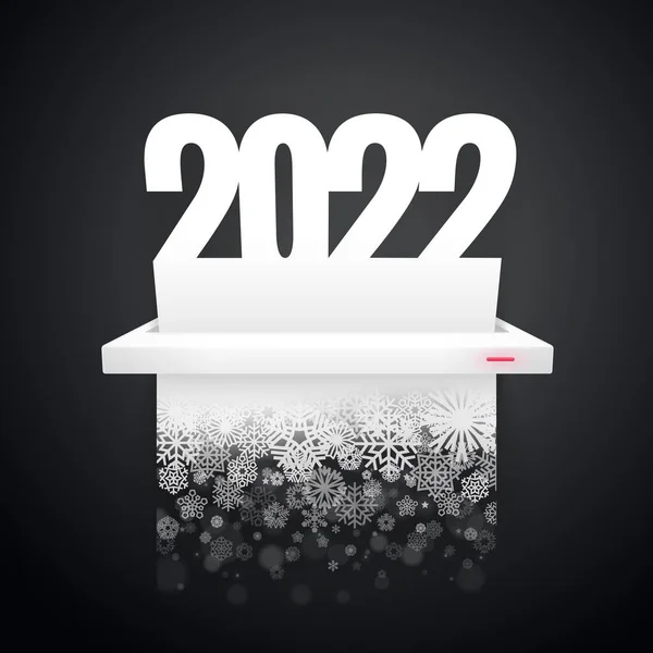 Papier Document 2022 Wordt Gesneden Sneeuwvlokken Donkere Achtergrond — Stockvector