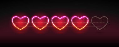 Parlayan Neon Sağlık Çubuğu Şablonu. Sevgililer Günü veya Oyun için hisse senedi vektörü kırpması.