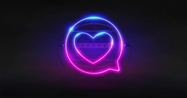 Glowing Neon Round Speech Bubble. Banner Template.