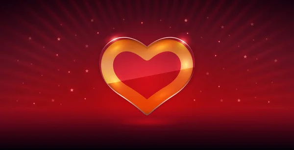 Glossy Heart Red Glowing Background Vector Clipart Valentines Day Project — Archivo Imágenes Vectoriales