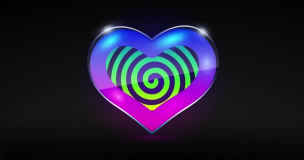 Glossy Neon Hypnotic Heart Valentines Day Project — Stockvideo