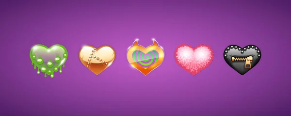 Set Weird Hearts Icons Clipart Valentines Day Dating Chat Design — Διανυσματικό Αρχείο