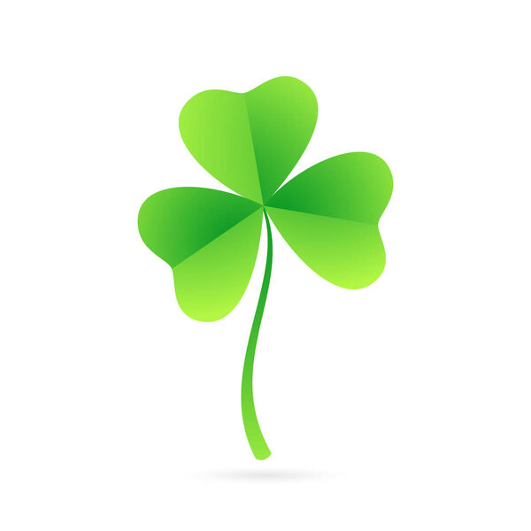 Simple Green Clover Trefoil. Clean vector symbol for your St Patricks Day project. Isolated on white background.