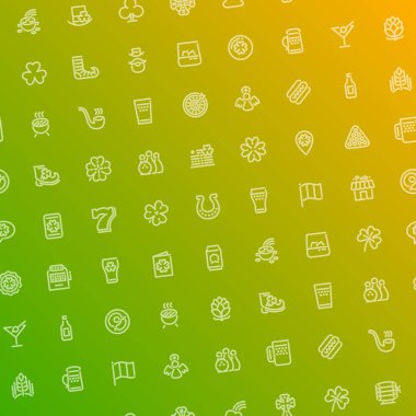 St. Patricks Day Green Seamless Pattern with Icons. Usable for holiday design. Vector seamless editable pattern in Swatches panel.