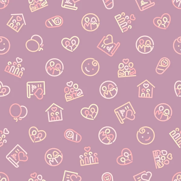 Family Colorful Seamless Pattern Icons Usable Family Design Vector Clipart — 스톡 벡터