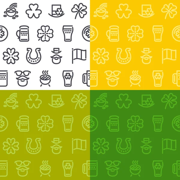 Patricks Day Nahtlose Muster Mit Symbolen Vier Verschiedene Farbvarianten Vereinzelt — Stockvektor