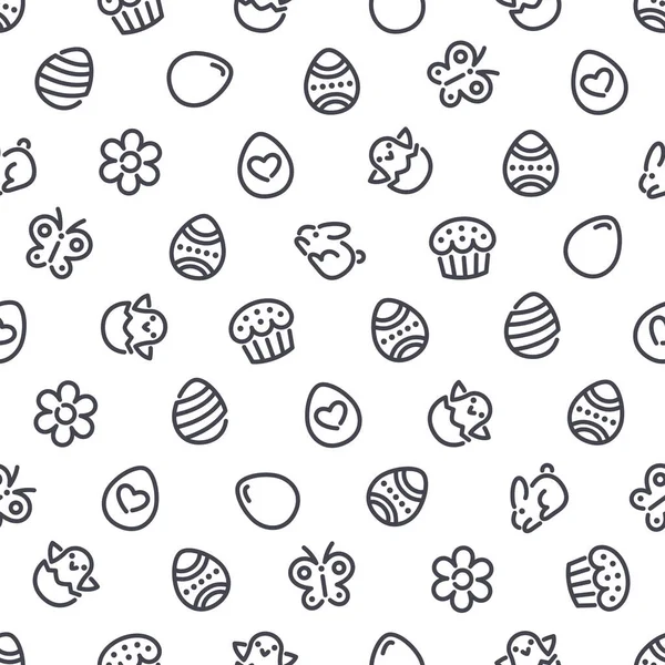 Easter Seamless Pattern Icons Usable Holiday Design Isolated White Background — Stock Vector
