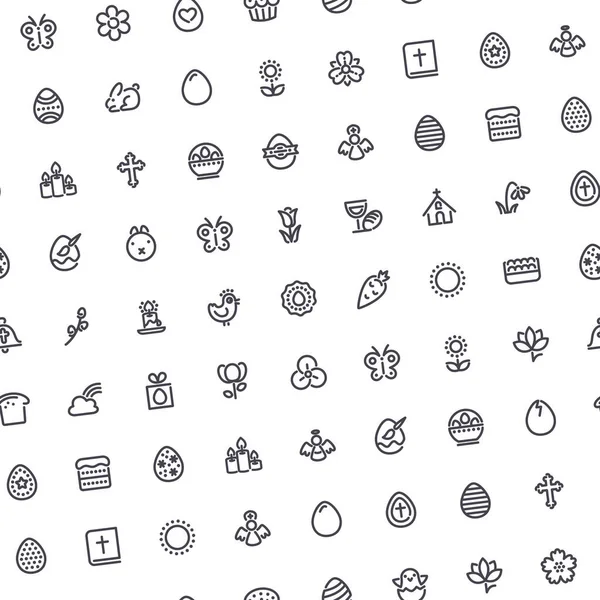 Easter Seamless Pattern Icons Usable Holiday Design Vector Clipart Template — Stock Vector