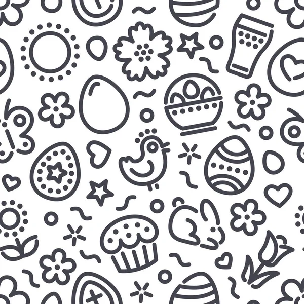 Easter Seamless Pattern Icons Usable Holiday Design Vector Clipart Template — Stock Vector