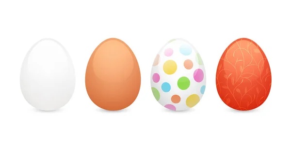 Conjunto Huevos Pascua Claros Coloridos Ilustración Vectorial Para Proyecto Vacaciones — Vector de stock