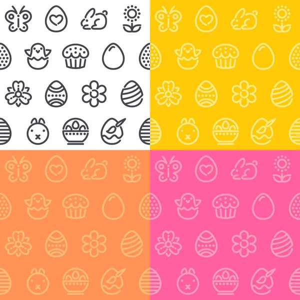 Easter Seamless Pattern Icons Usable Holiday Design Four Different Color — Stock Vector