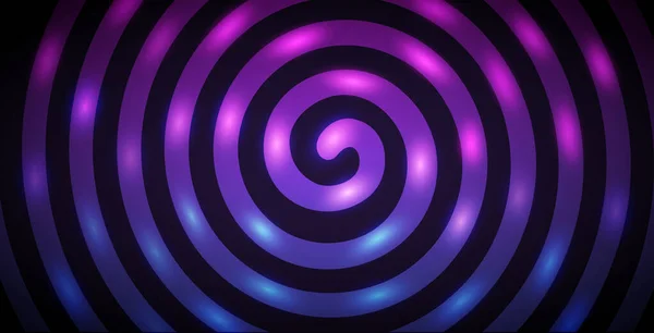 Abstrakt Hypnotisk Spiral Neon Horisontell Bakgrund Vektorns Clipart För Mystiskt — Stock vektor