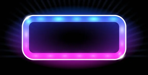 Zářící Obdélníkový Tvar Led Žárovka Neonová Barva Vodorovný Rám Vektorový — Stockový vektor