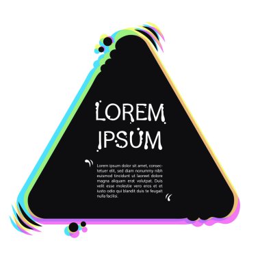 Holografik efektli Çizgi Film Üçgeni Kopyalama Uzayı. Kara kutu çerçevesi. Beyaz arkaplanda izole.