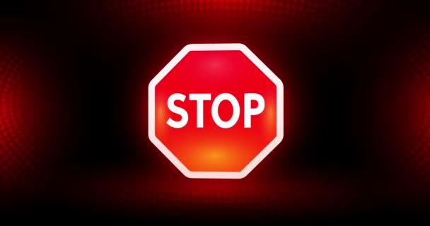 Stop Sign Dark Red Background Animation Este Material Bucle Puede Video de stock