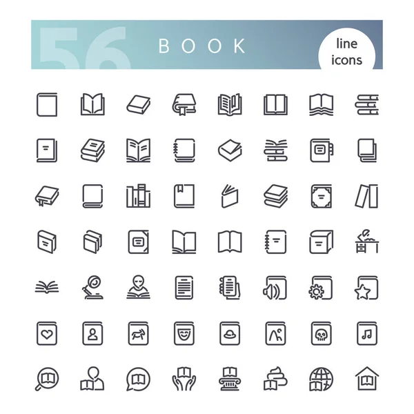 Set Book Line Icons Suitable Web Infographics Apps Isolated White — Stock Vector