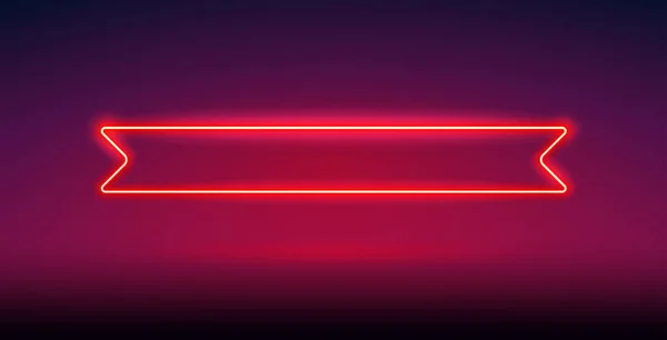 Leuchtend Rote Neon Rectangle Ribbon Banner Template Aktienvektorcliparts Mit Kopierraum — Stockvektor