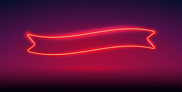 Leuchtende Neon Red Flag Ribbon Banner Template Aktienvektorcliparts Mit Kopierraum — Stockvektor