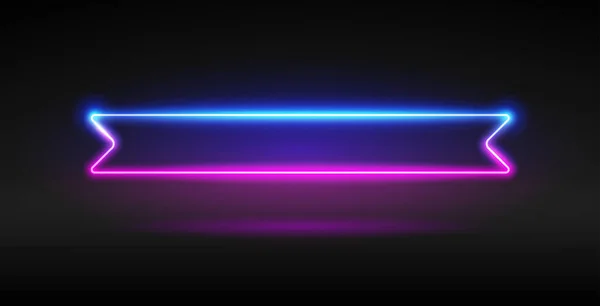 Leuchtende Neon Rectangle Ribbon Banner Template Aktienvektorcliparts Mit Kopierraum — Stockvektor