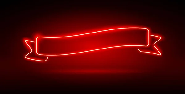 Templat Panji Pita Bendera Neon Merah Bersinar Klien Vektor Stok - Stok Vektor