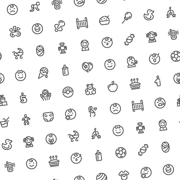 Baby Seamless Pattern Icons Usable Kids Design Isolated White Background — Stock Vector