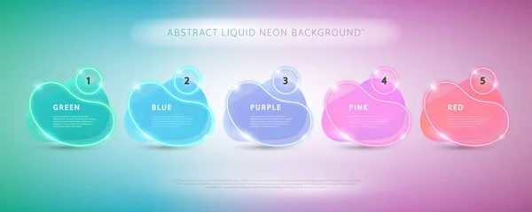 Flytande Blobs Med Glödande Neon Set Abstrakt Geometrisk Banner Mall — Stock vektor