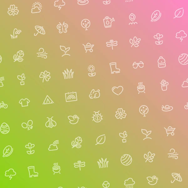 Sprint Seamless Pattern Icons Usable Spring Time Design Gradient Colorful — Stock Vector