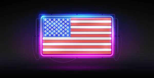 Neon Usa Signalétique Drapeau Sur Fond Sombre Clipart Vectoriel Pour — Image vectorielle