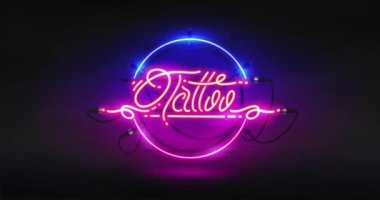 Retro Stili Karanlık Arkaplanda Retro Neon Dövmeli İmza Panosu. Döngülü video görüntüleri
