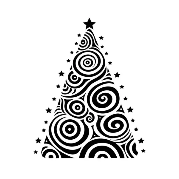 Abstracte Kerstboom Zwart Met Witte Vectorvorm Logo Symbool Sjabloon Perfect — Stockvector