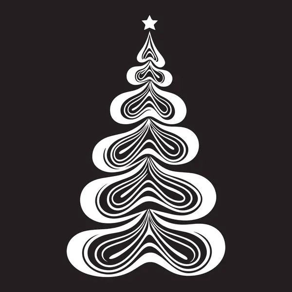 Abstraktní Vánoční Strom Černý Bílý Vektorový Tvar Šablona Loga Nebo — Stockový vektor
