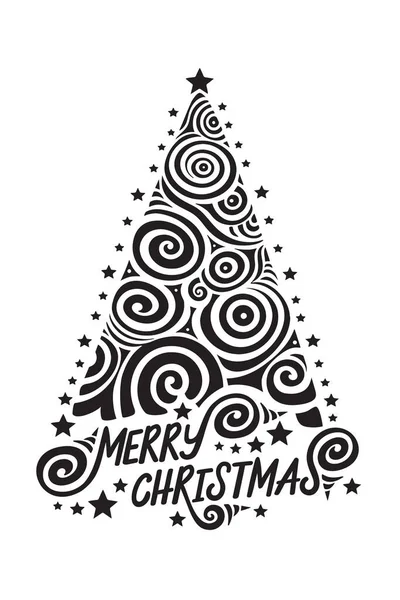 Frohe Weihnachten Schriftzug Schwarz Weiß Form Logo Oder Symbolvorlage Perfekt — Stockvektor