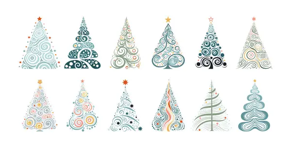 Weihnachtsbaum Set Vorhanden Logo Oder Symbolvorlage Perfekt Für Eine Vielzahl — Stockvektor