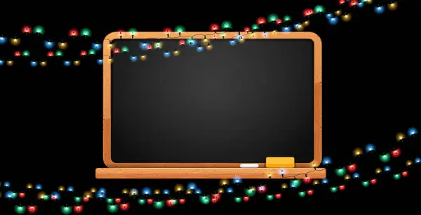 Banner Navidad Con Pizarra Luces Adecuado Para Proyectos Ocio Educación — Vector de stock