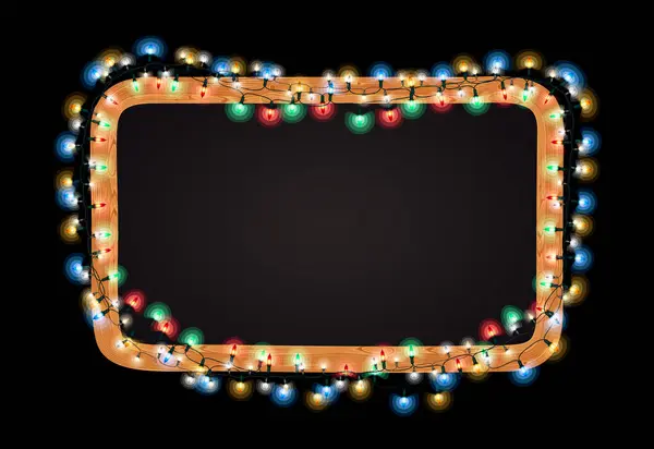 Pizarra Navidad Con Banner Luces Proyectos Vacaciones Varita Utilizables Aislado — Vector de stock