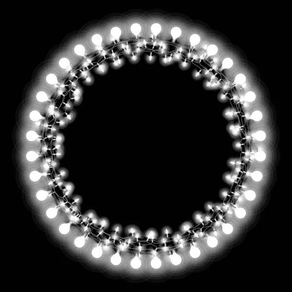 Einfacher Runder Rahmen Mit Weißen Lichtern Clipart Für Ihre Konzeptentwürfe — Stockvektor