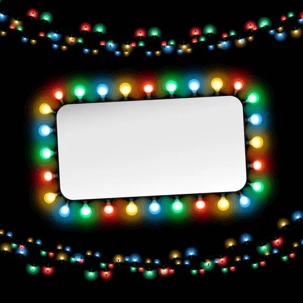 Banner Navidad Simple Con Luces Colores Clipart Para Proyectos Vacacionales — Vector de stock