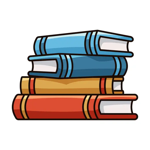 Stack Colorful Books Ícone Estilo Dos Desenhos Animados Isolado Fundo — Vetor de Stock