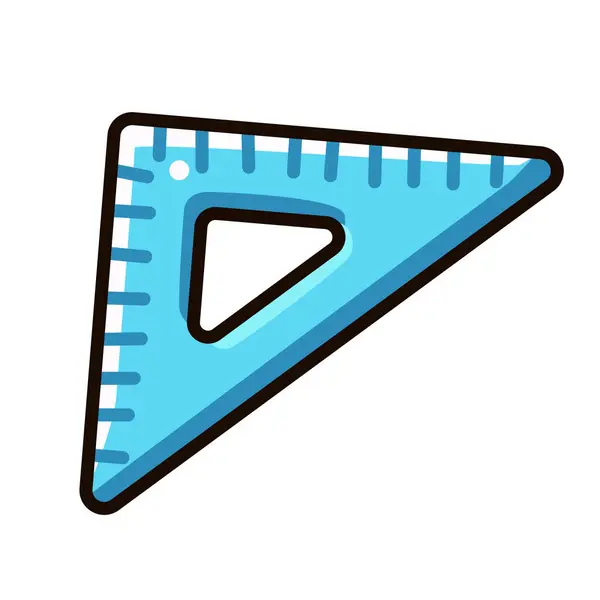 Ícone Azul Régua Triângulo Estilo Dos Desenhos Animados Isolado Fundo — Vetor de Stock