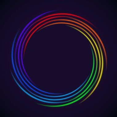 Parlayan Gökkuşağı Renkli Yuvarlak Çerçevesi. Tasarımınız için mükemmel vektör klip sanatı.