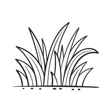 Çizgi film tarzında bir Çimenin Doodle Vektör İllüstrasyonu. Beyaz arka planda izole edilmiş. Minimalist bir doğa ikonu. Çocuk kitapları, çevre dostu projeler ve manzara tasarımları için mükemmel..