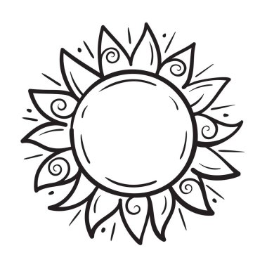 Çizgi film tarzında bir Güneş 'in Doodle Vektör İllüstrasyonu. Beyaz arka planda izole edilmiş. Minimalist bir hava ikonu. Tatil ve seyahatle ilgili projeler için mükemmel.