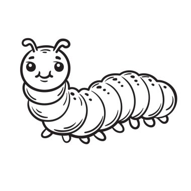 Çizgi film tarzında bir tırtılın Doodle Vektör İllüstrasyonu. Beyaz arka planda izole edilmiş. Minimalist bir doğa ikonu. Çocuk kitapları, eğitim materyalleri ve çevre dostu projeler için mükemmel..