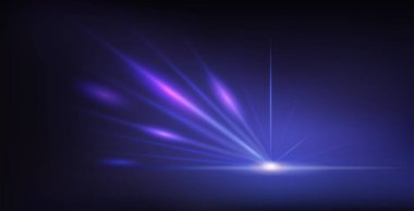 Retro Wave Style 'da Parlak Ray Halo ile soyut Mavi Neon Arkaplan. Gece partisi tasarımınız için vektör klip sanatı.