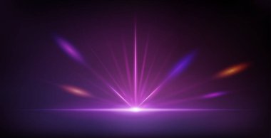 Retro dalga stilinde Parlak Ray Halo ile soyut Mor Sinir Arkaplanı. Gece partisi tasarımınız için vektör klip sanatı.