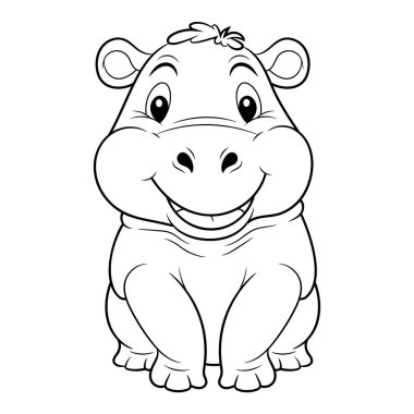 Çizgi film tarzında bir Hippo 'nun Doodle Vektör İllüstrasyonu. Beyaz arka planda izole edilmiş. Hayvan temalı tasarım projeleri, çıkartmalar ve boyama kitabı için mükemmel..